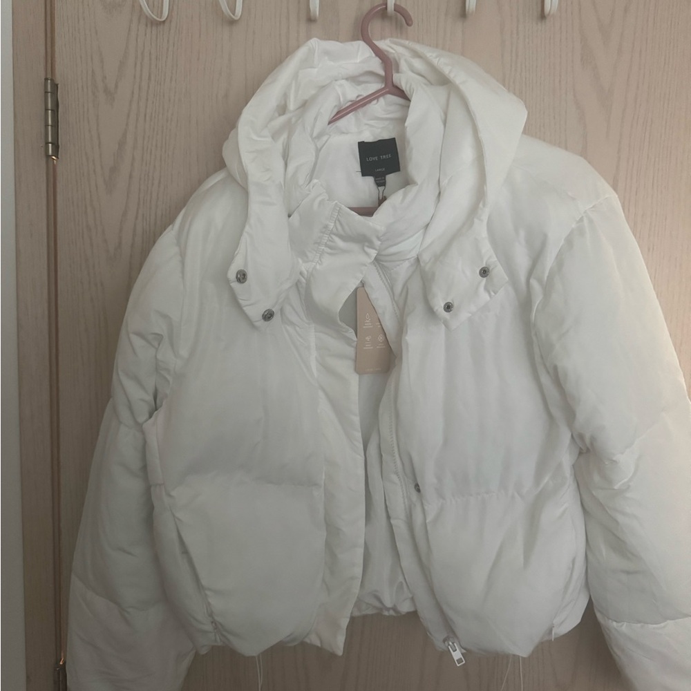 Love Tree Women's Cream Puffer Jacket
